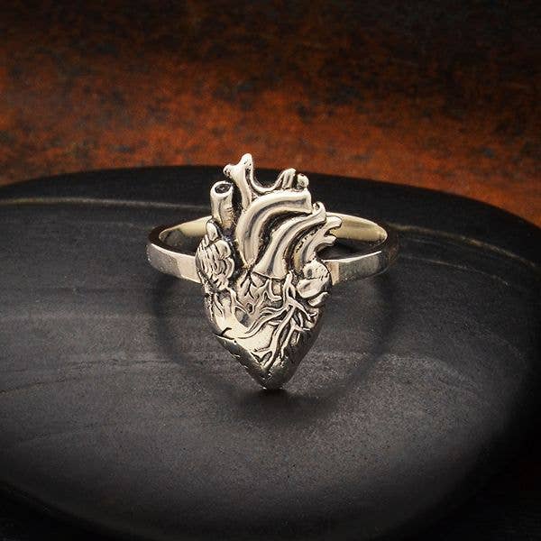 Silver Anatomical Heart Ring