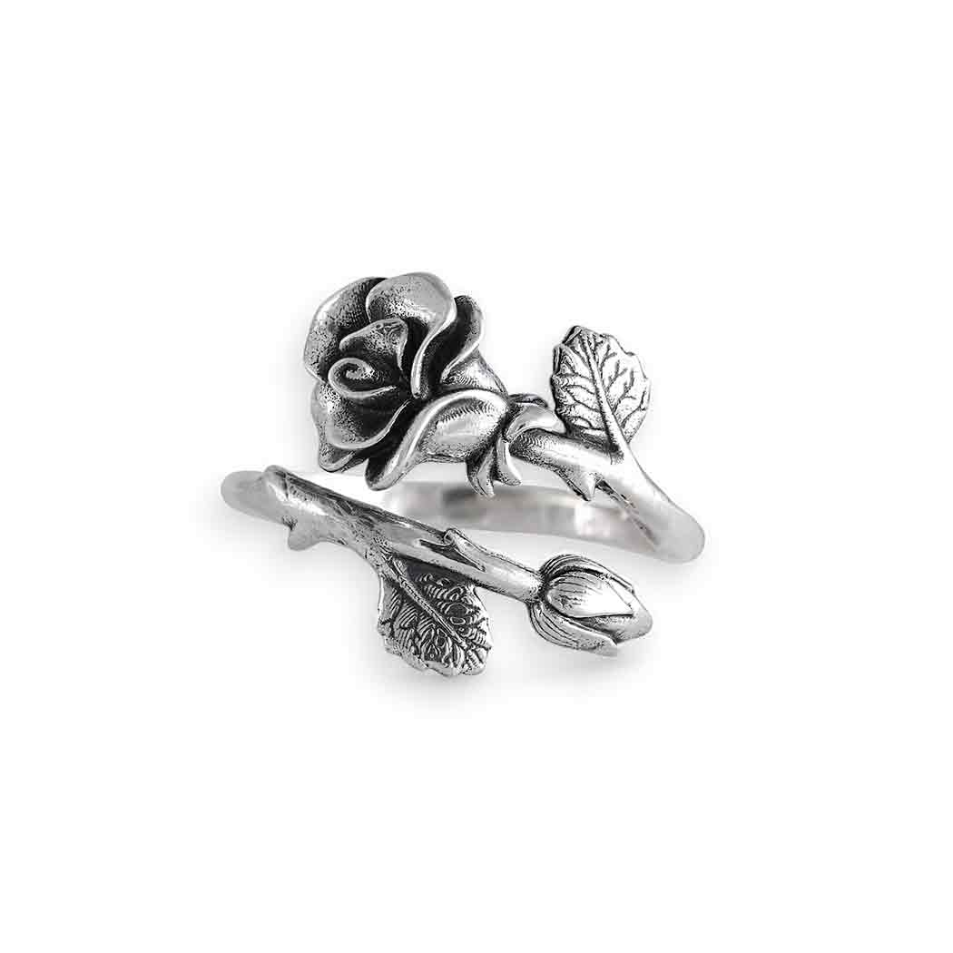 Silver Gothic Rose Wrap Around Ring