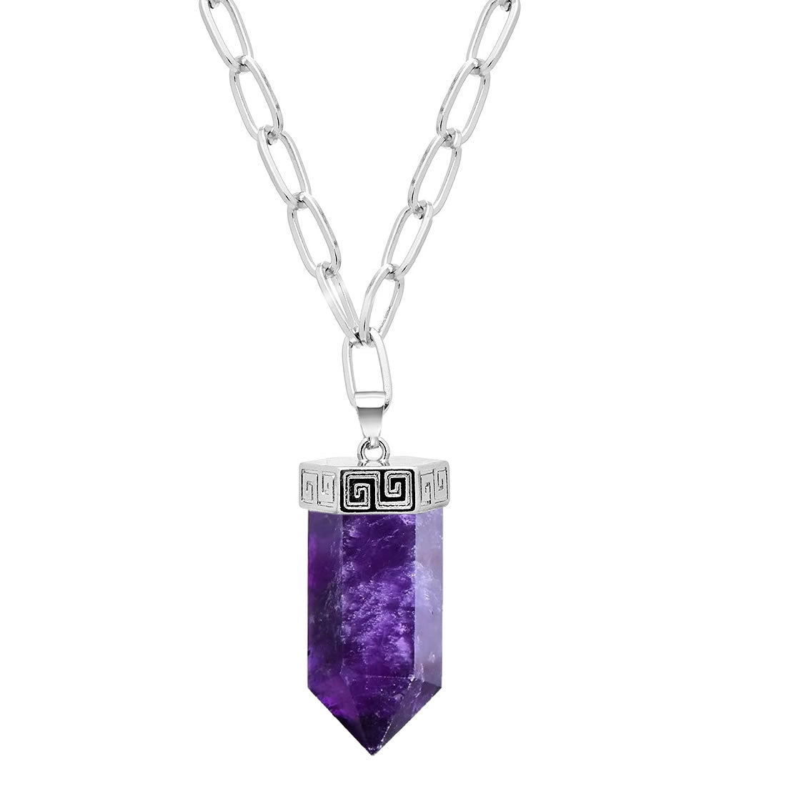 Amethyst Chunky Crystal Point Necklace
