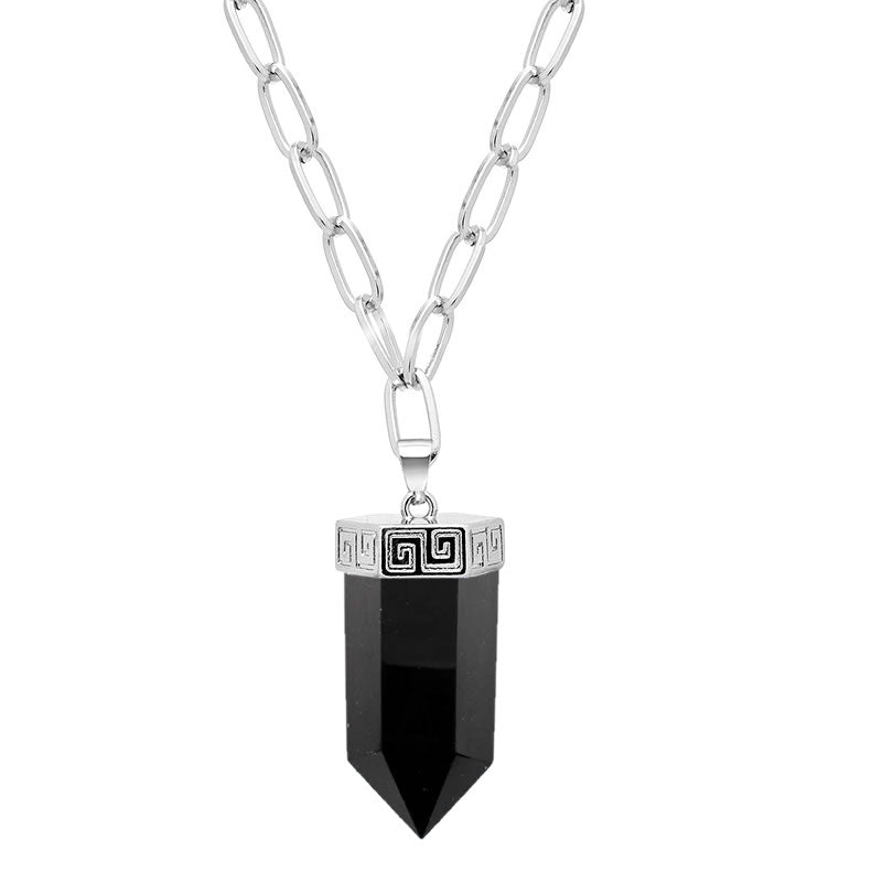 Black Obsidian Chunky Crystal Point Necklace