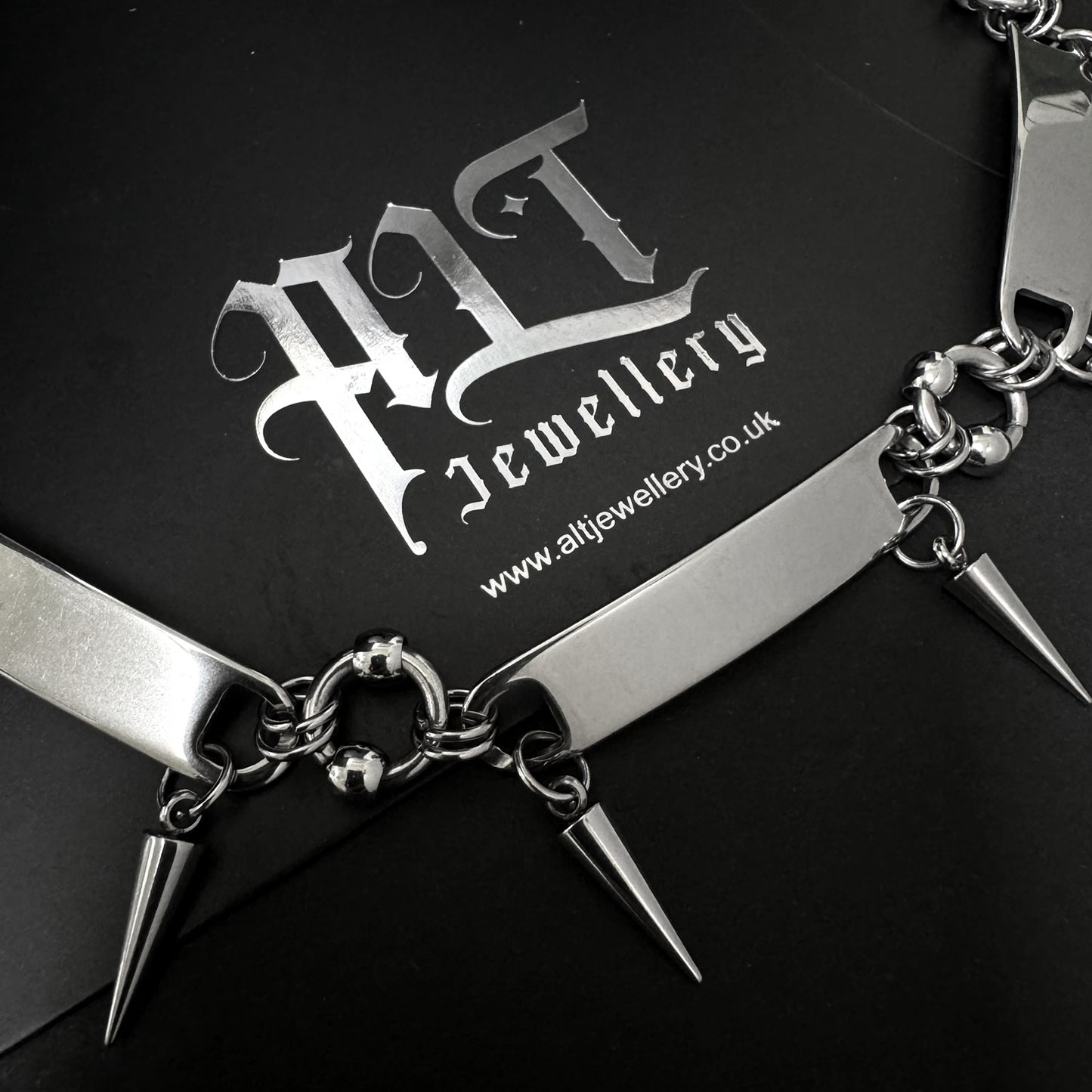 Stainless Steel Bar & Spike Necklace