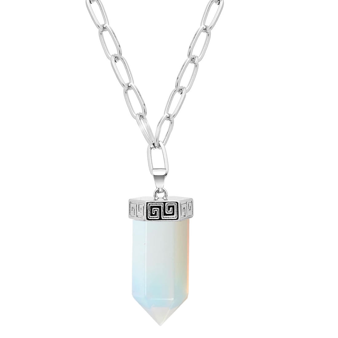 Opalite Chunky Crystal Point Necklace