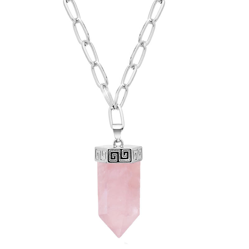 Rose Quartz Chunky Crystal Point Necklace
