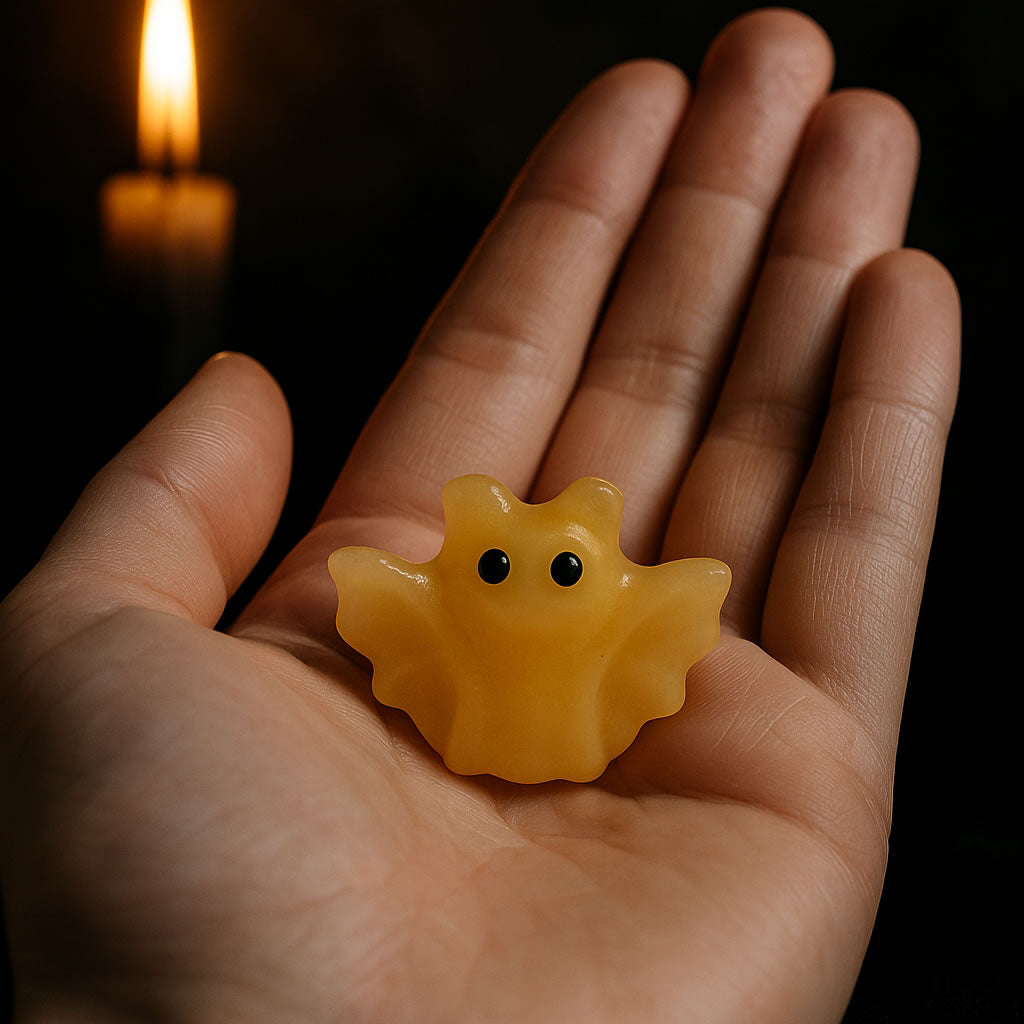 Yellow Calcite Carved Crystal Bat Figure
