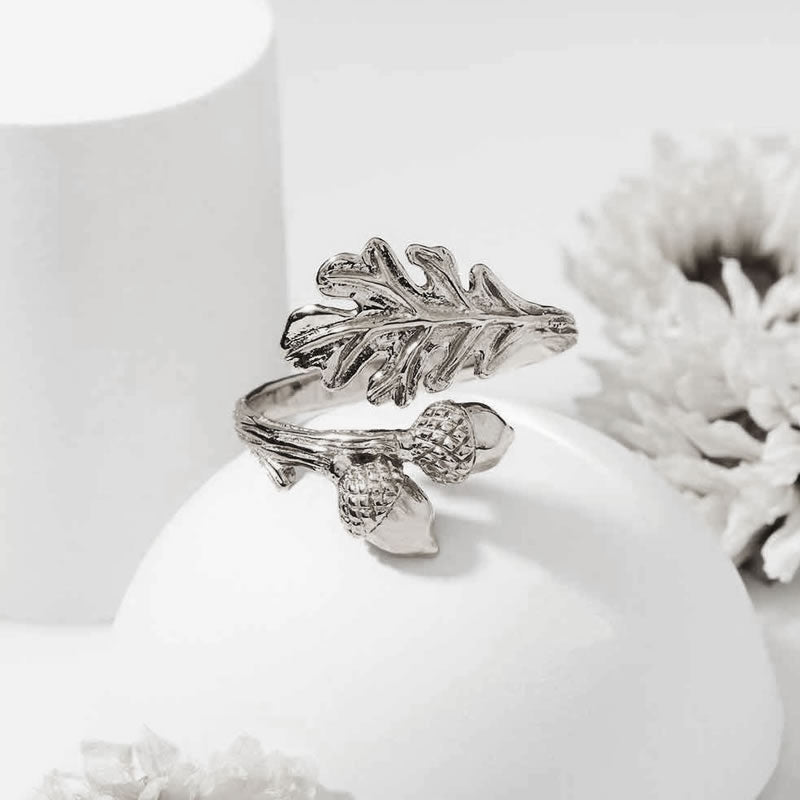 Sterling Silver Wrap Around Acorn Leaf Ring