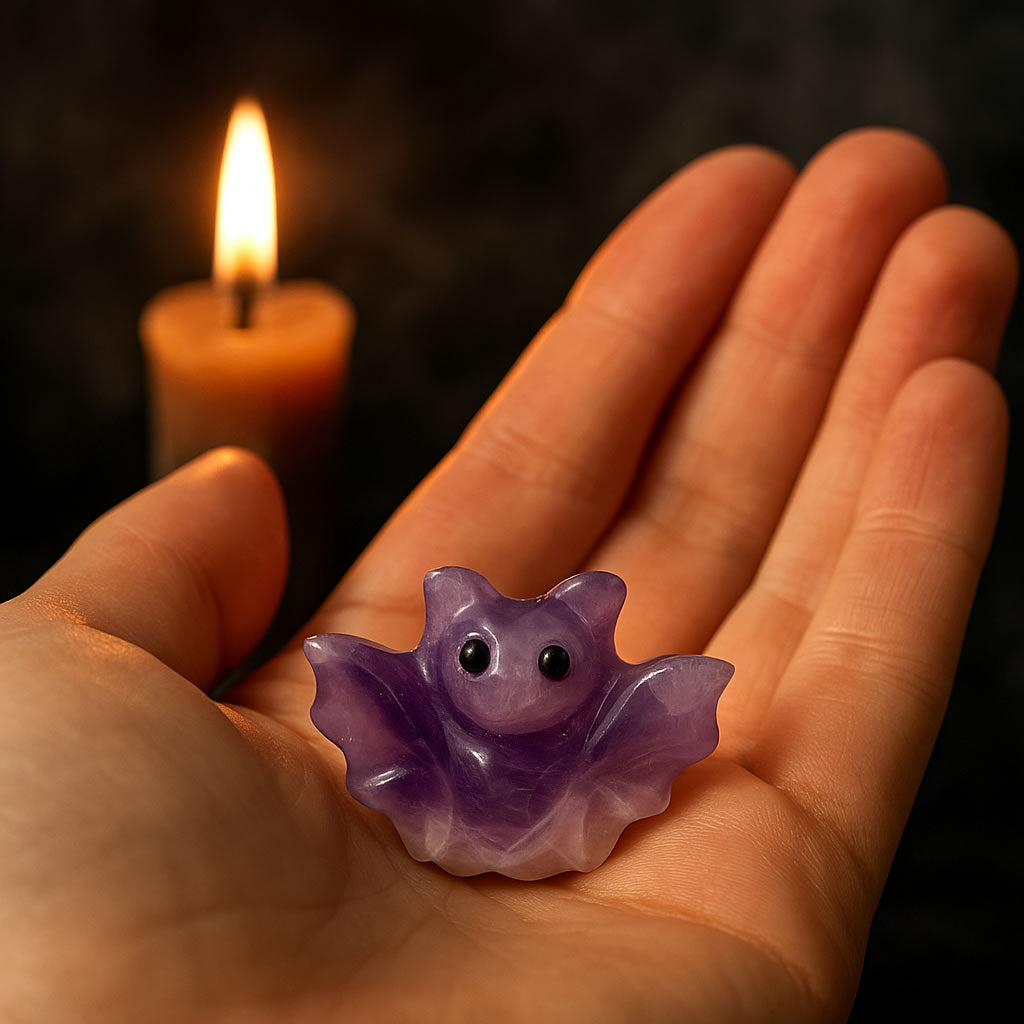 Amethyst Carved Crystal Bat Figure