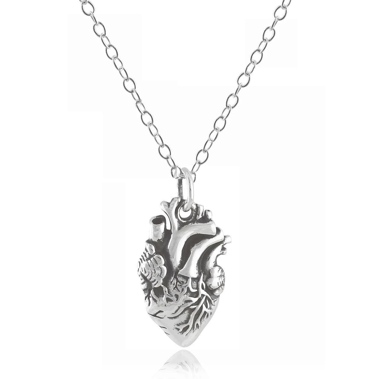 Sterling Silver Anatomical Heart Necklace