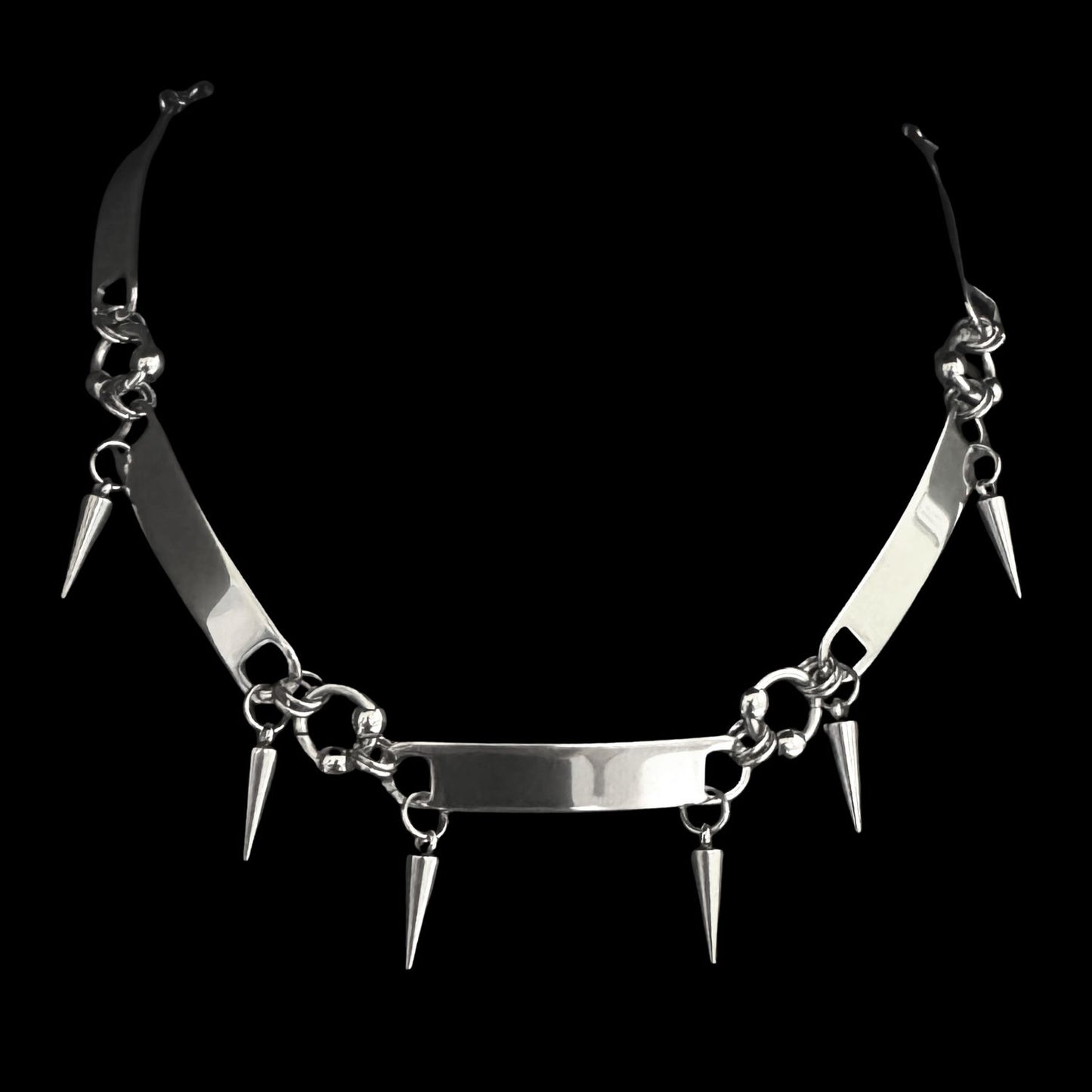 Stainless Steel Bar & Spike Choker Necklace