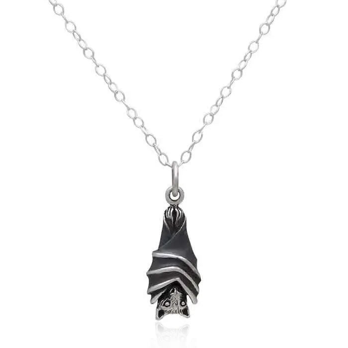 Sterling Silver Hanging Bat Necklace
