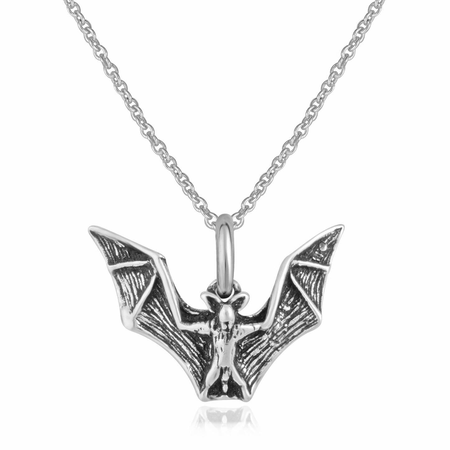 Sterling Silver Flying Bat Pendant