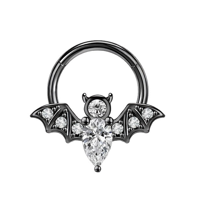 Black Bat Crystal Septum Ring