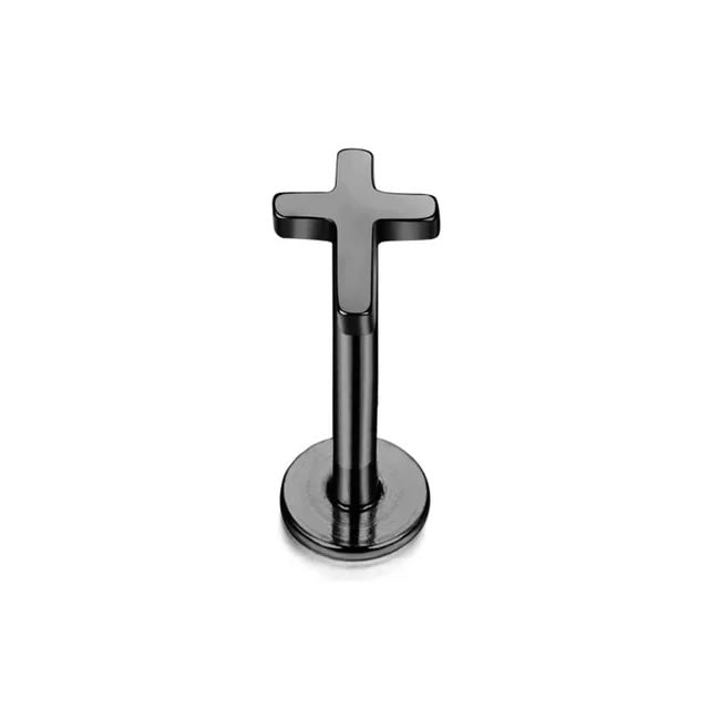 Black Cross Cartilage Stud Earring