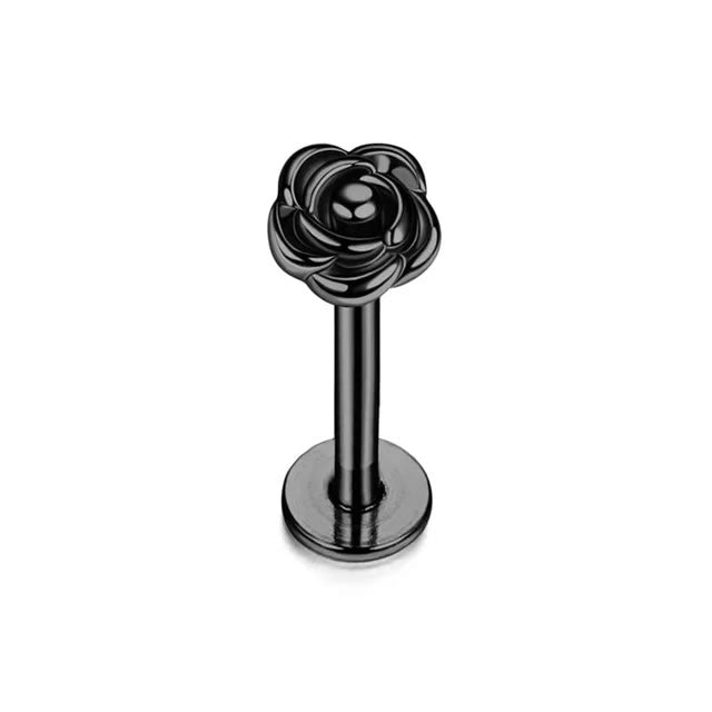 Black Rose Cartilage Stud Earring