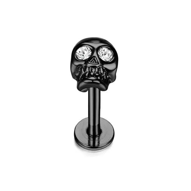 Black Skull Cartilage Stud Earring