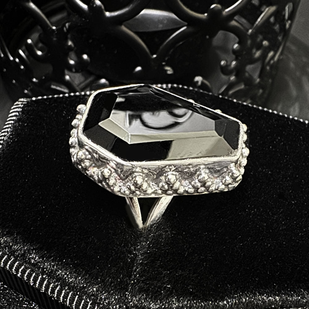 Crypt Sterling Silver Black Coffin Ring