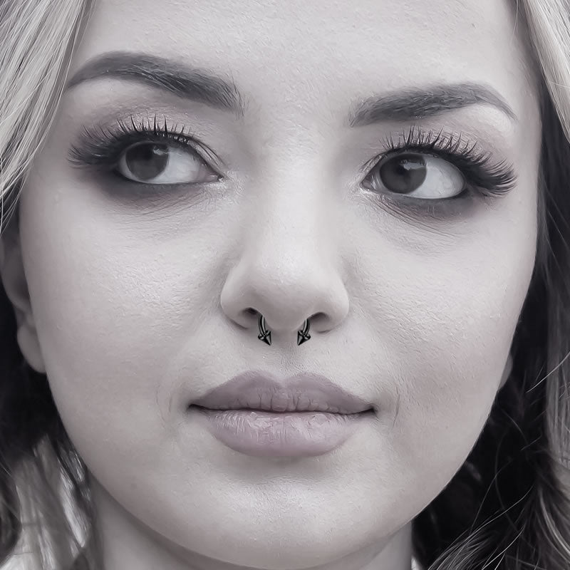 Stainless Steel Black Spike Septum Ring