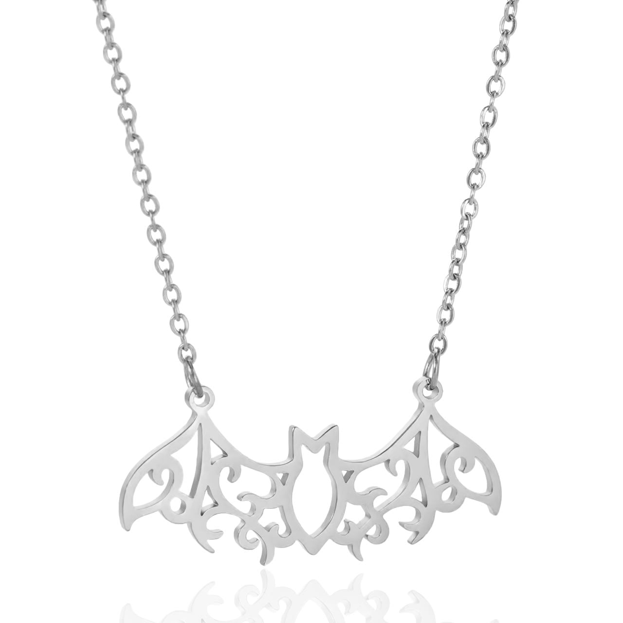 Flying Bat Filigree Cut-Out Necklace
