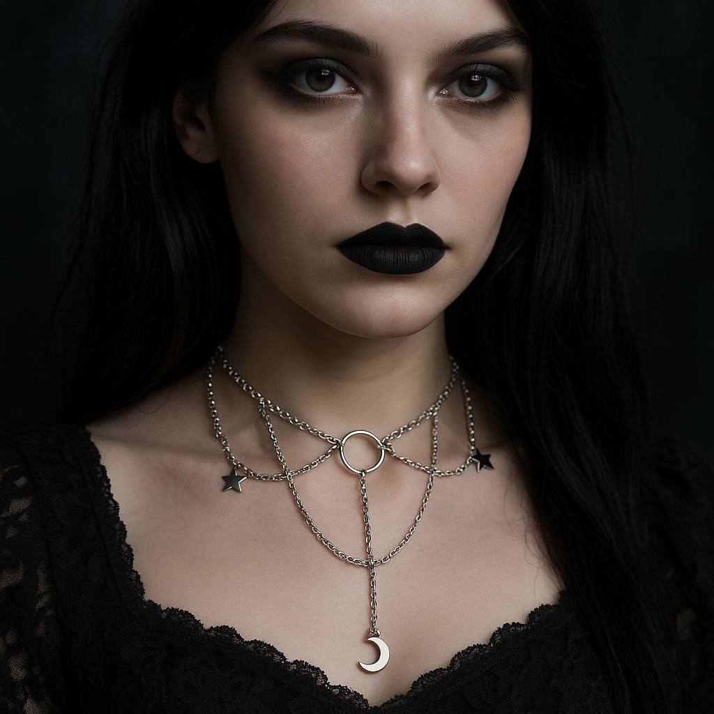 Moon & Star Layered Choker Necklace