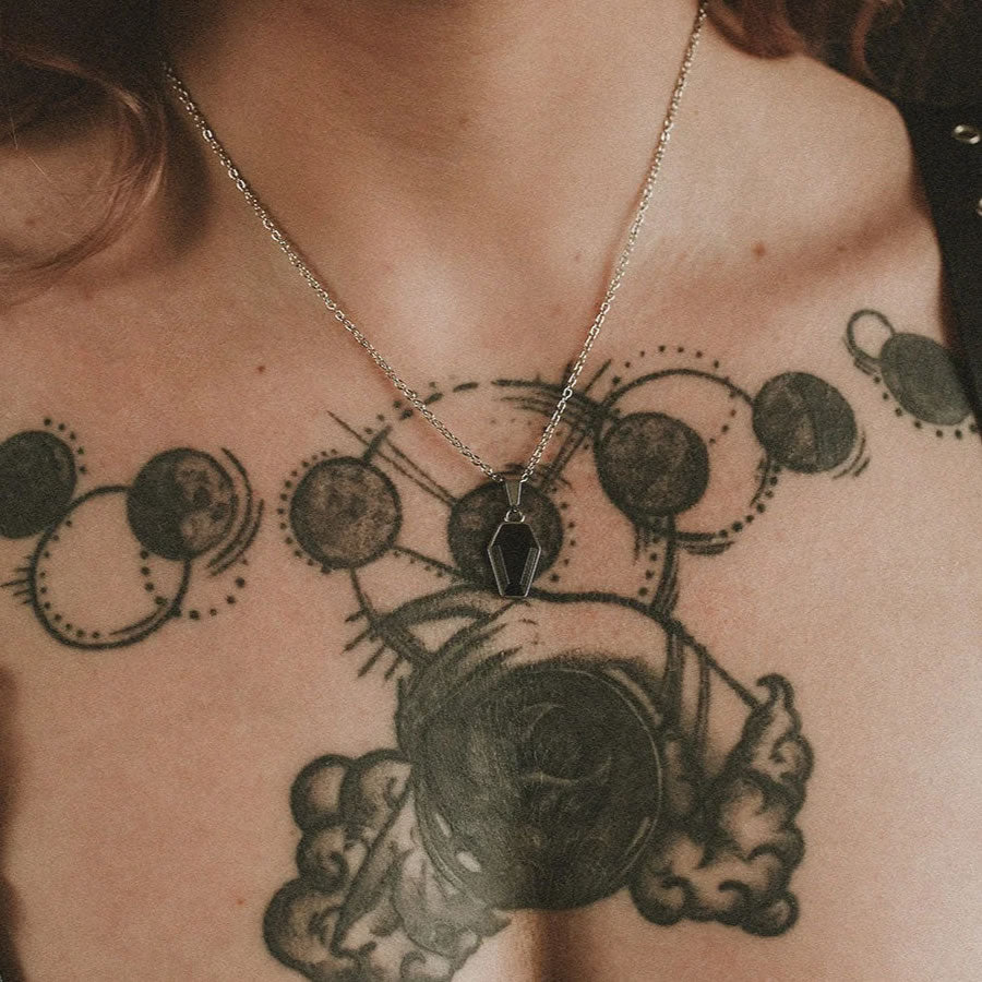 Crypt Black Coffin Pendant Necklace