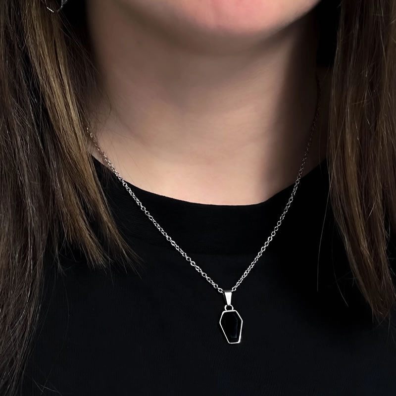 Crypt Black Coffin Pendant Necklace
