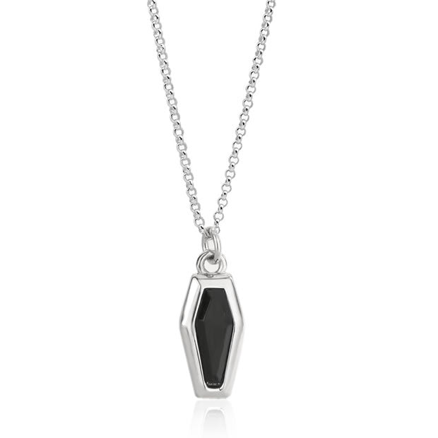 Silver onyx coffin pendant
