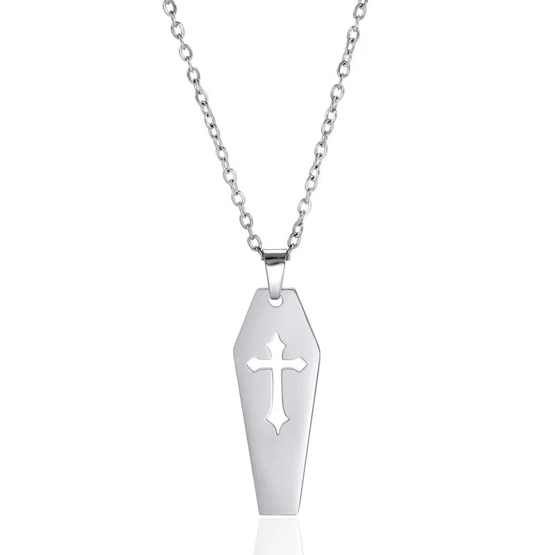 Crypt Gothic Cut-Out Cross Coffin Pendant