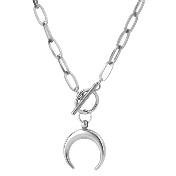 Crescent Moon T-Bar Chain Necklace