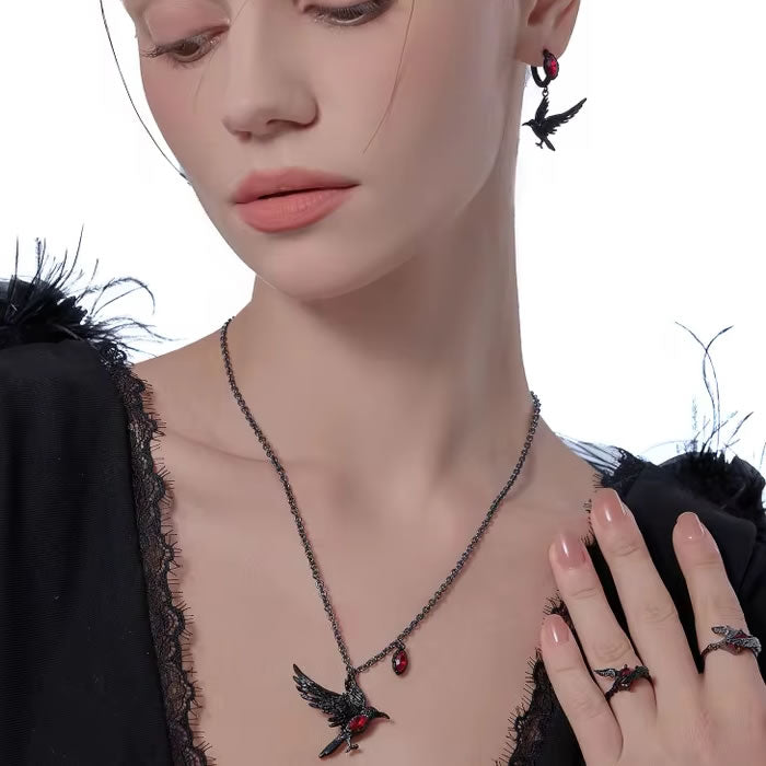 Raven Bloodstone Hoop Earrings