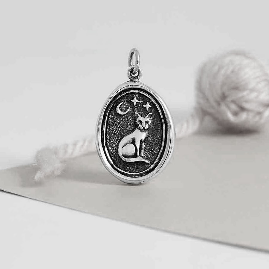 Sterling Silver Cat Wax Seal Necklace