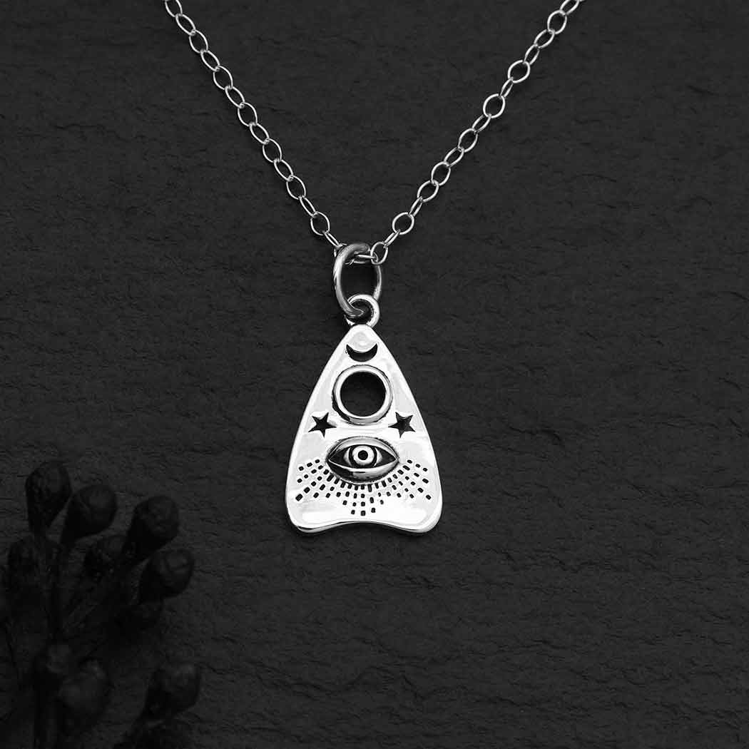 Silver Ouija Planchette Charm Necklace