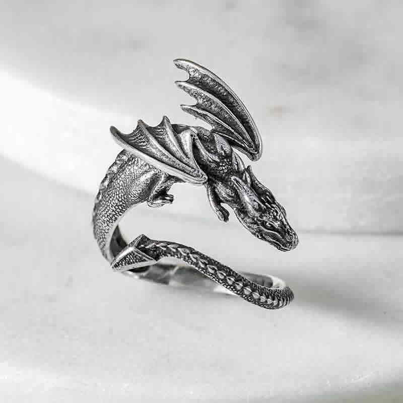 Sterling Silver Wrap Around Dragon Ring