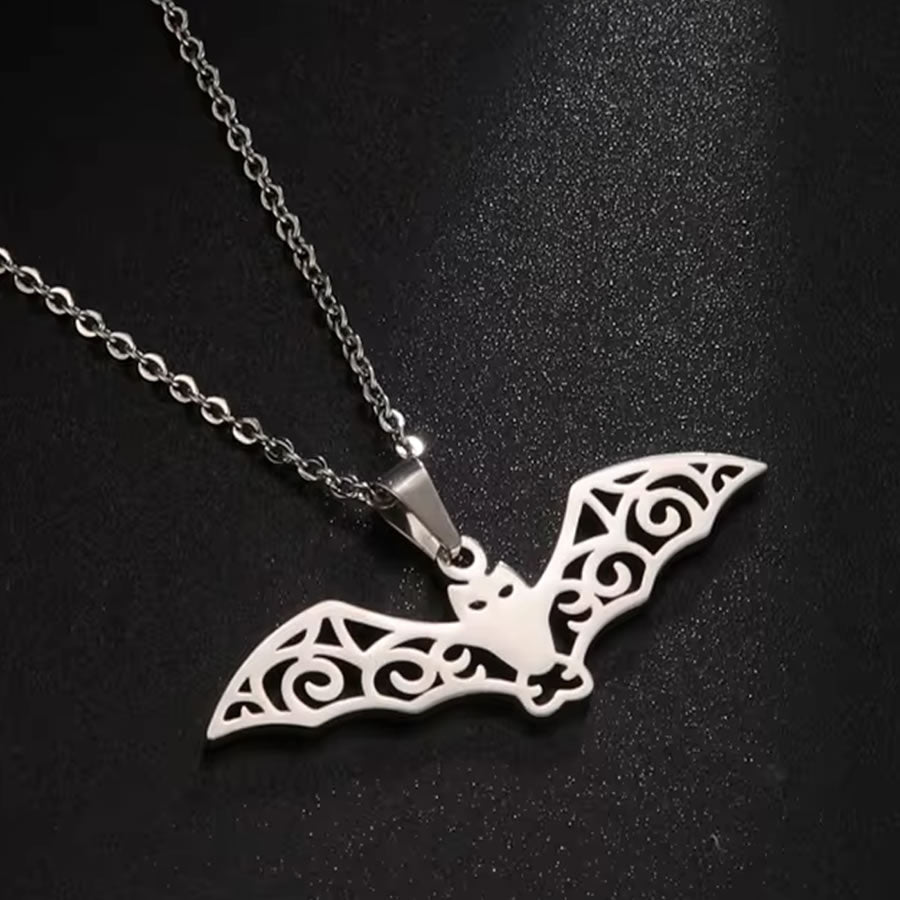 Flying Bat Filigree Cut-Out Pendant