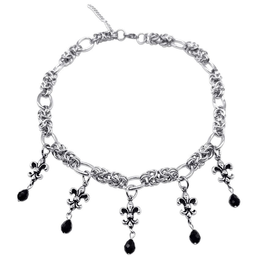 Fleur De Lis Choker Chain Necklace