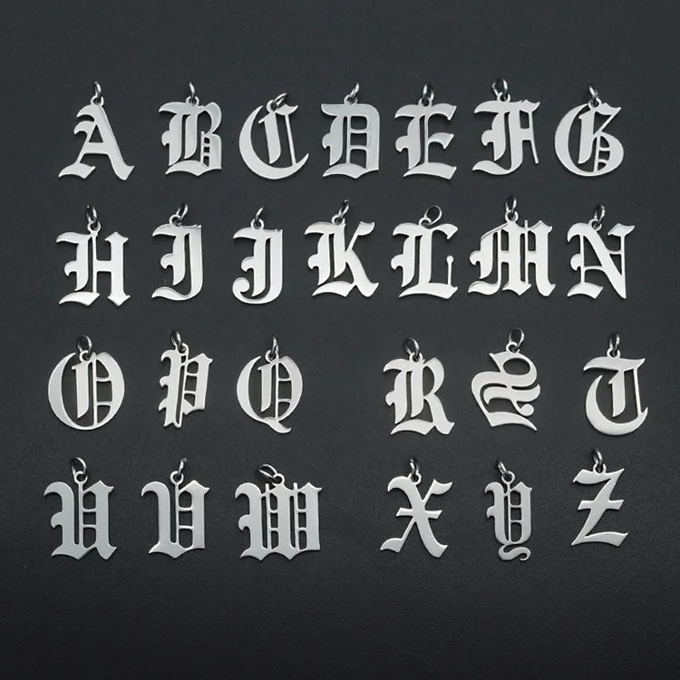 Gothic Font Initial Necklace