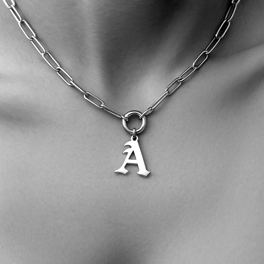 Gothic Font Initial Necklace