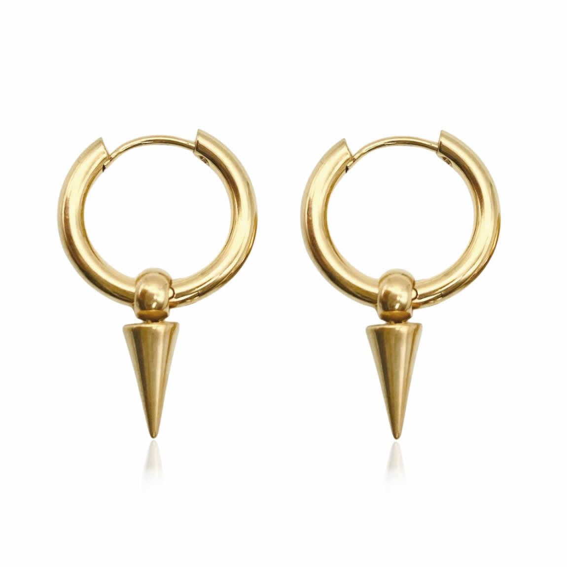 Gothic Gold Spike Hoop Earrings