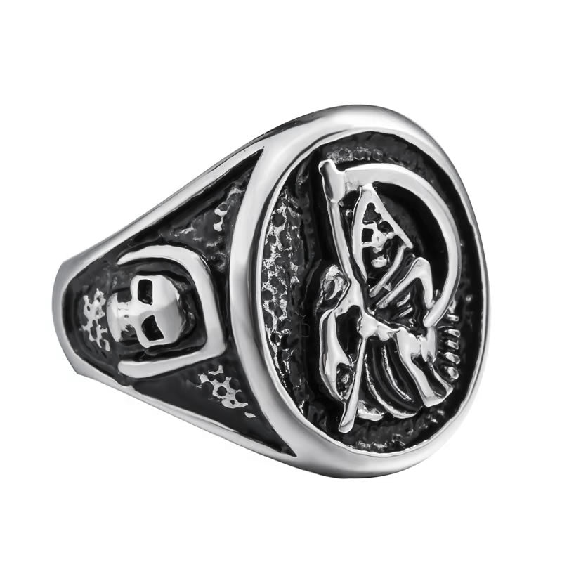 Stainless Steel Grim Reaper Signet Ring