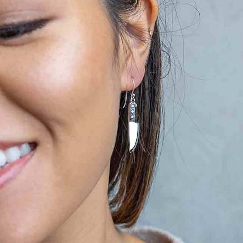 Sterling Silver Kitchen Knife Earrings