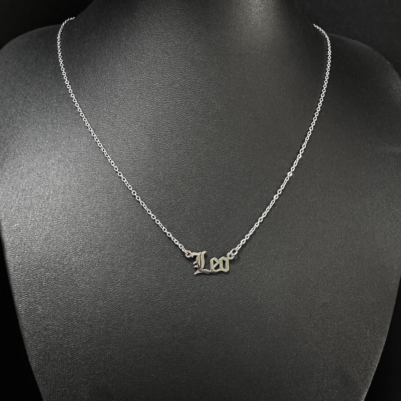 Gothic Font Leo Zodiac Necklace