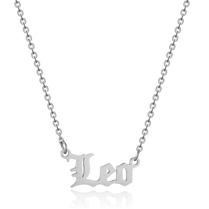 Gothic Font Leo Zodiac Necklace