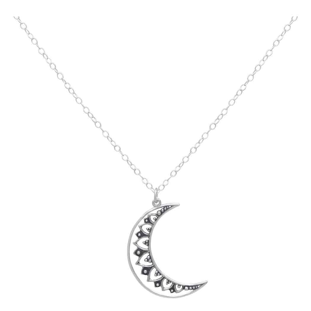 Sterling Silver Mandala Moon Necklace