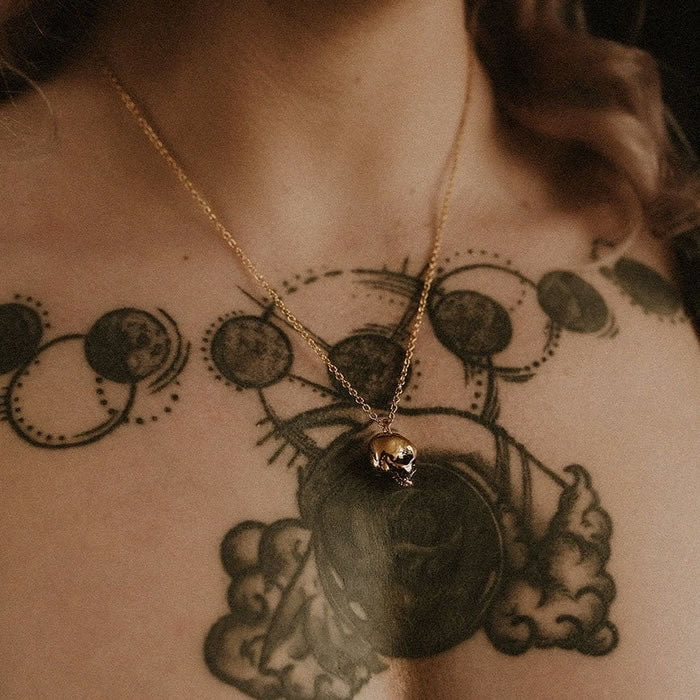 Gold skull necklace