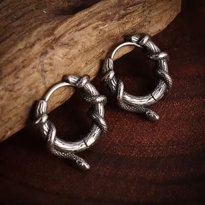 Snake Entwined Branch Hoop Earrings