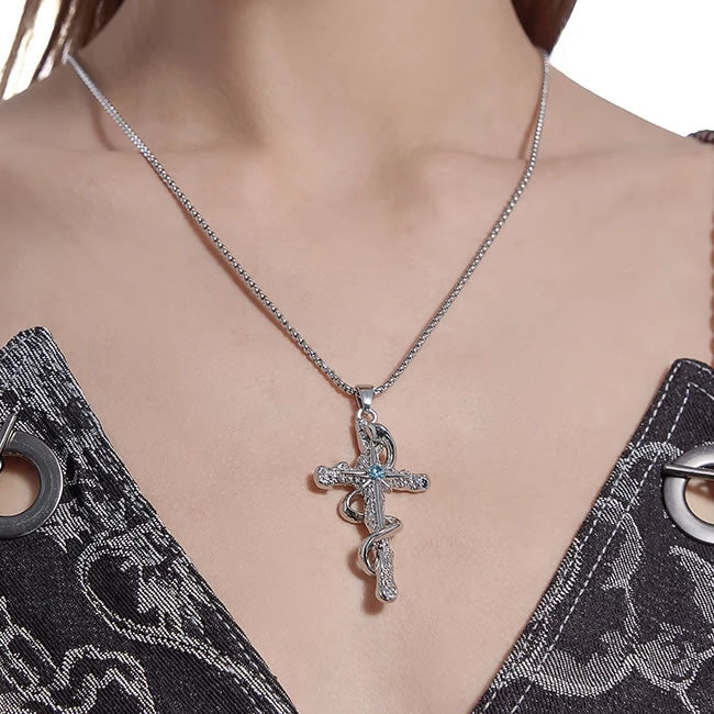 Spirit Snake Large Cross Necklace