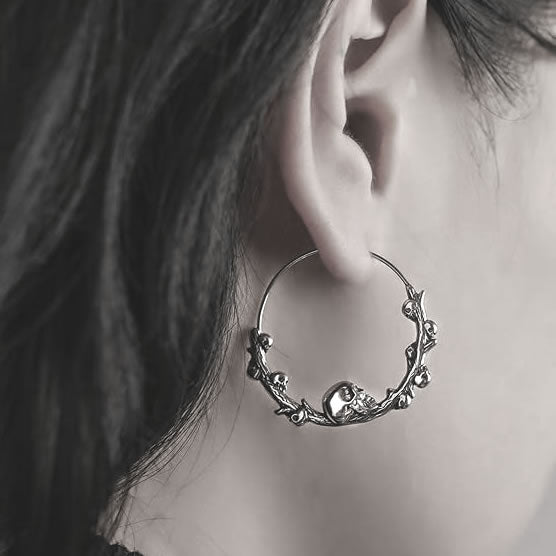Skull Branch Hoop Earrings