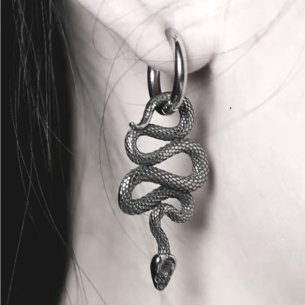 Coiled Snake Hoop Drop Earrings