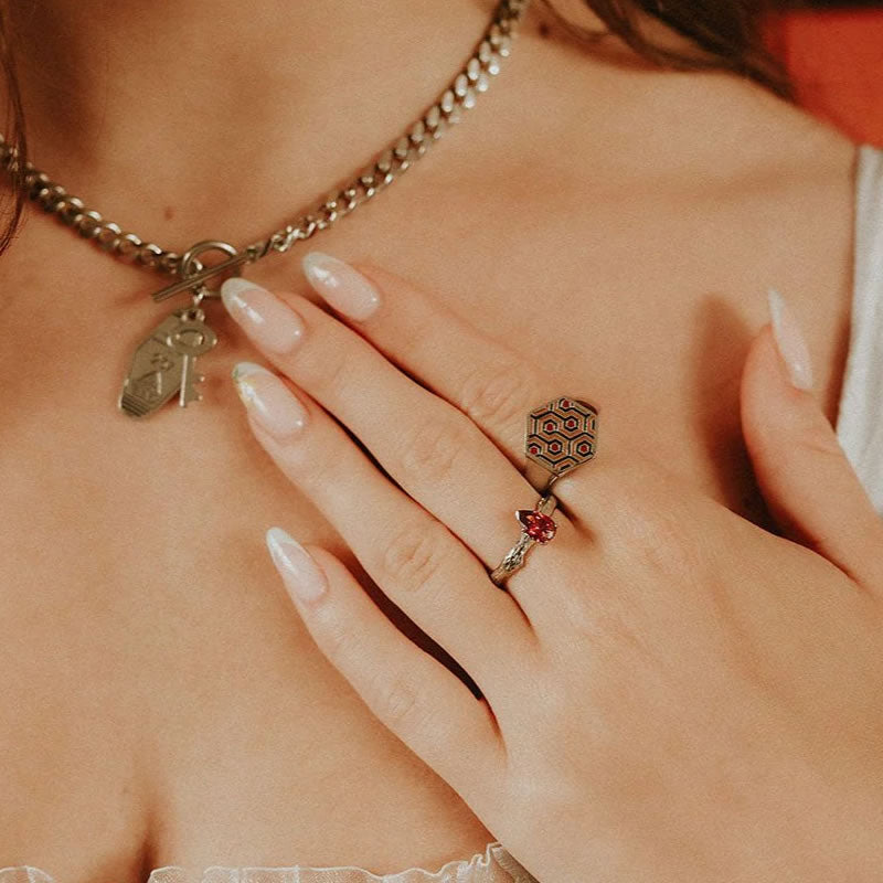Crimson Veil Red Blood Drop Ring
