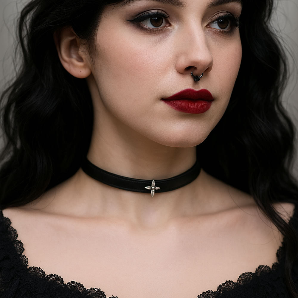 Revenant Single Cross Black Choker