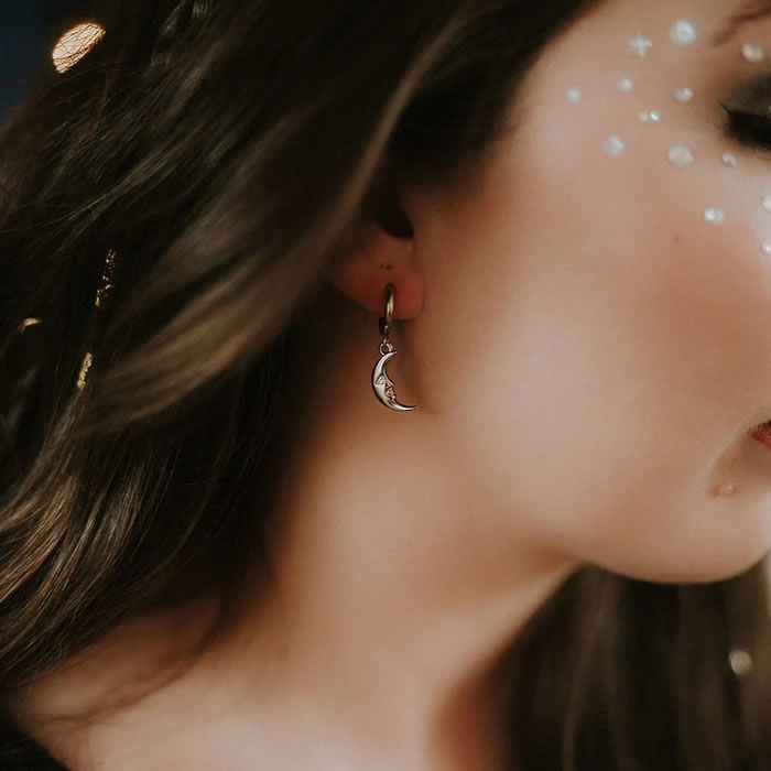 Man In The Moon Hoop Earrings