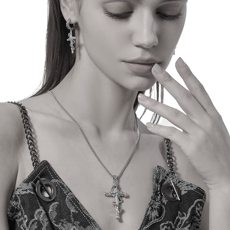 Spirit Snake Large Cross Necklace
